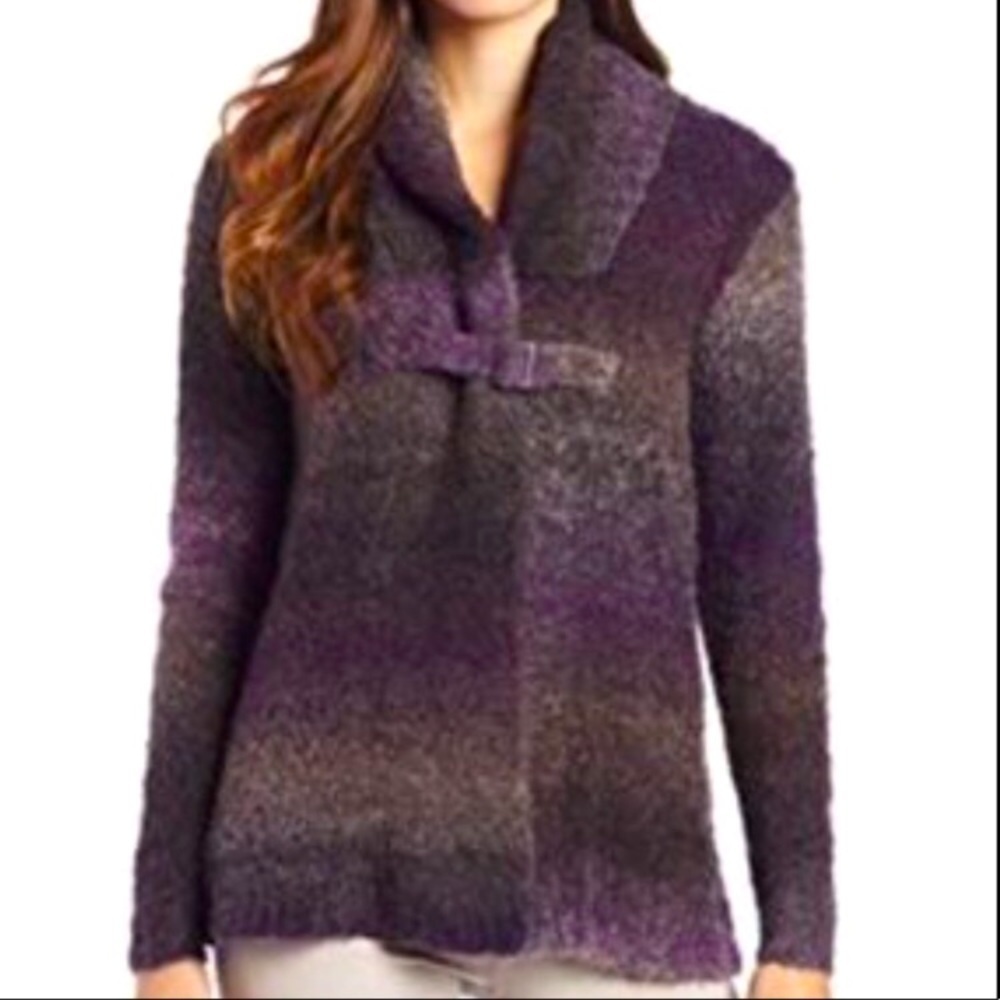 Woolrich purple gray cardigan one buckle